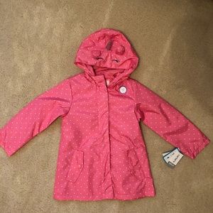 NWT pink polka dot unicorn hooded raincoat sz 5/6